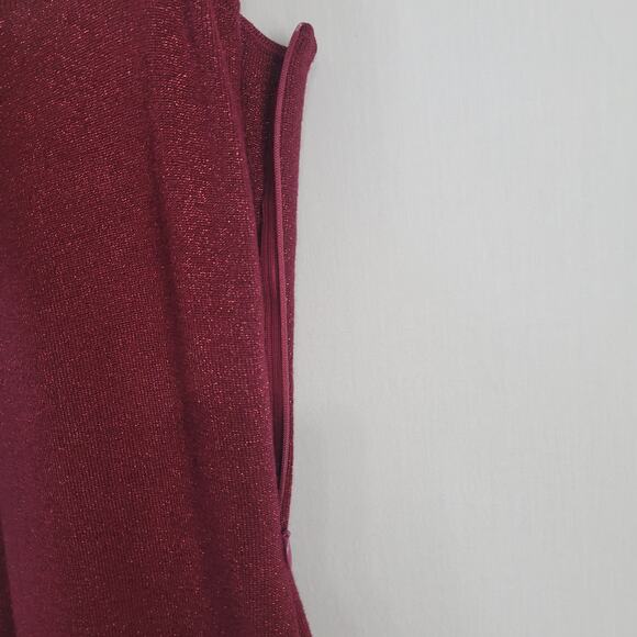 Superdown Zoe Square Neck Dress size M Metallic Burgundy holiday party shimmer - Picture 6 of 10